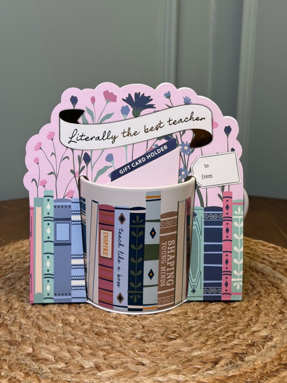 Literally the Best Teacher Gift Card Holder & Coffee Tea Mug Gift Set